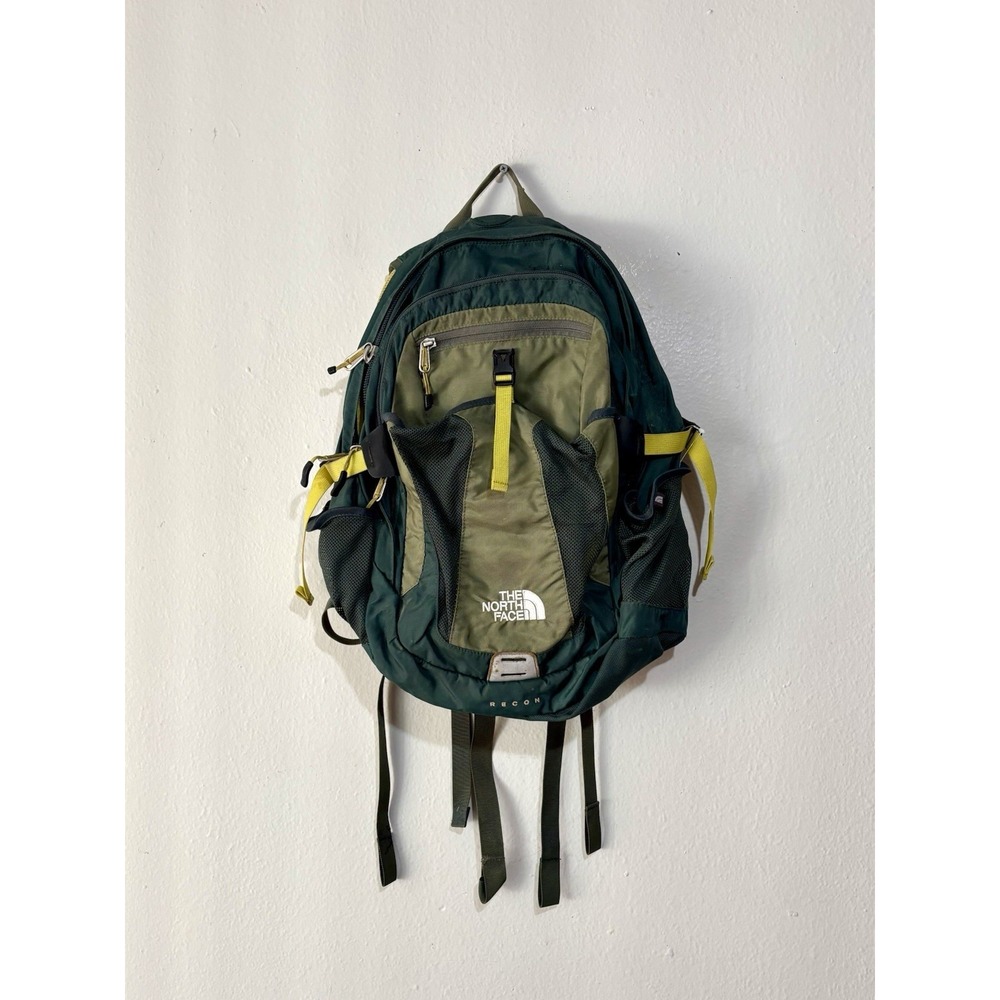 The North Face TNF Recon Daypack Backpack Hiking Gorpcore Green Yellow